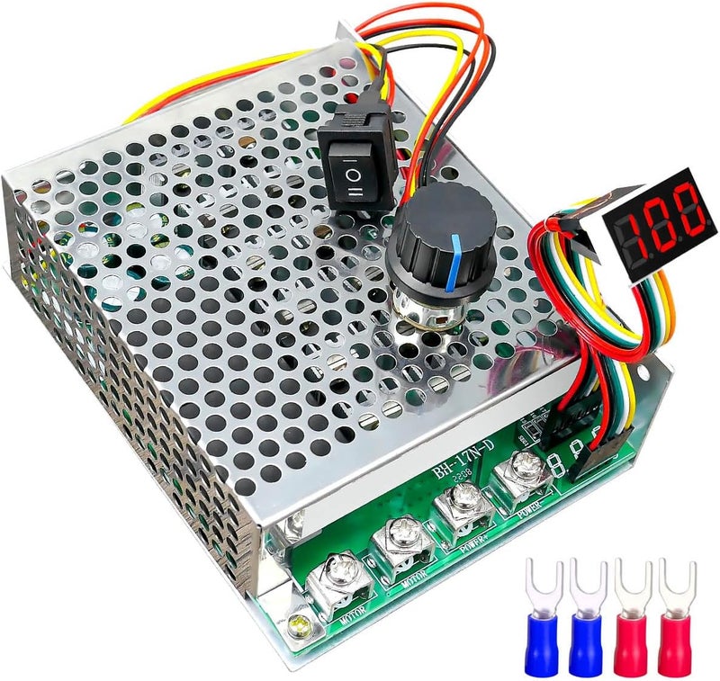 QAGGUM وحدة تحكم سرعة محرك DC PWM، DC 10-55V MAX 100A، وحدة تحكم محرك فرشاة بدون خطوات مع شاشة LED، مقاوم قابل للتعديل ومفتاح فرامل أمامي عكسي 12V 24V 36V 48V 50V - Image 1